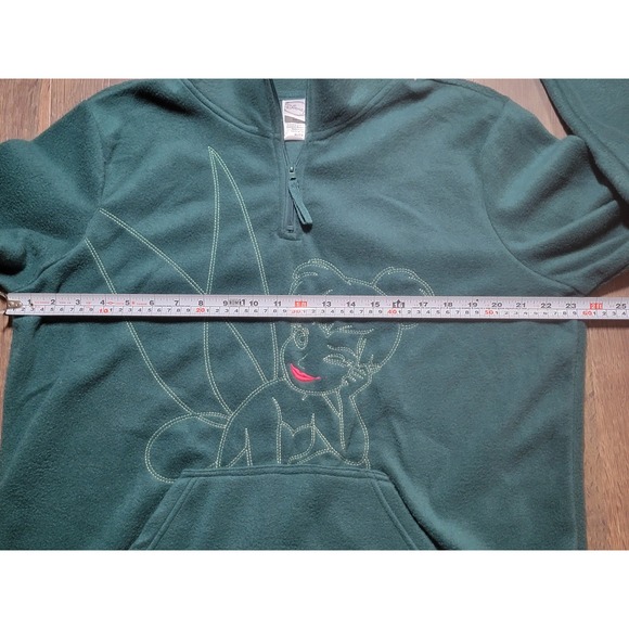 Disney Tinkerbell Fleece Pullover Sweatshirt Women's XL Green Quarter Zip‎ - Picture 2 of 6
